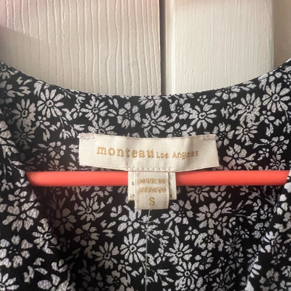 NWT Size S Monteau Los Angeles black sunflower dress - Picture 3 of 4